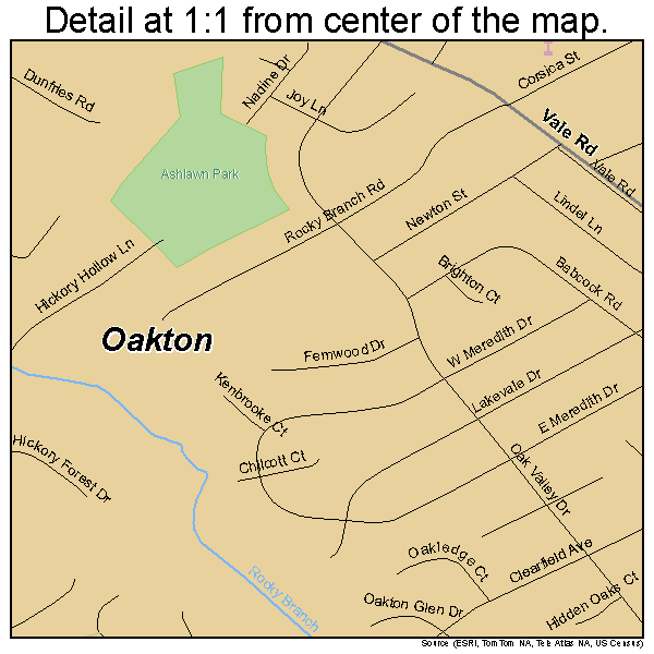 Oakton, Virginia road map detail