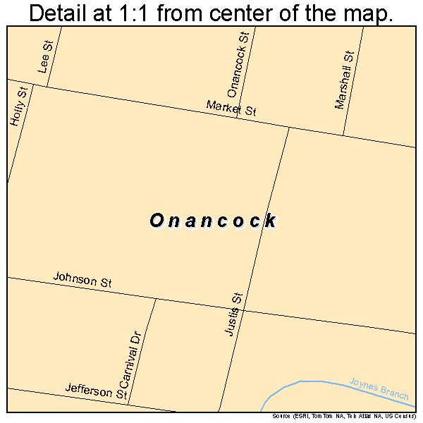 Onancock, Virginia road map detail