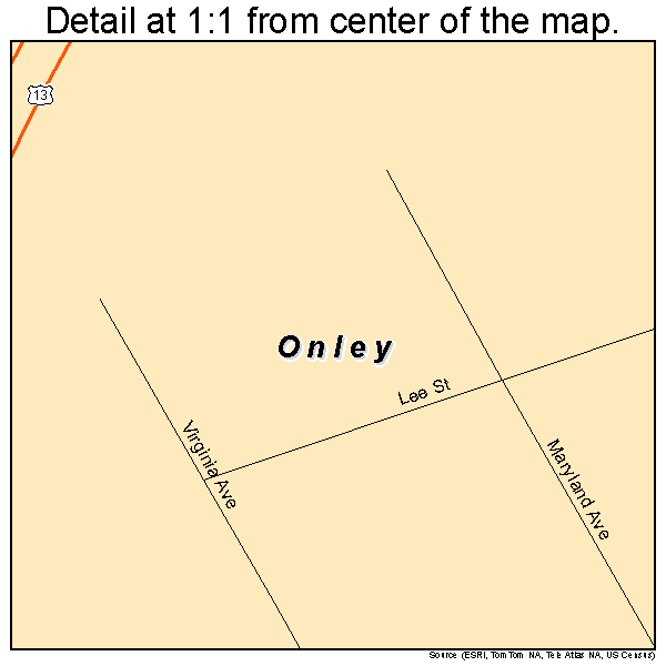 Onley, Virginia road map detail