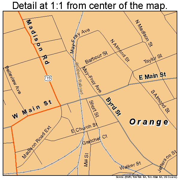 Orange, Virginia road map detail