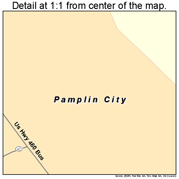 Pamplin City, Virginia road map detail