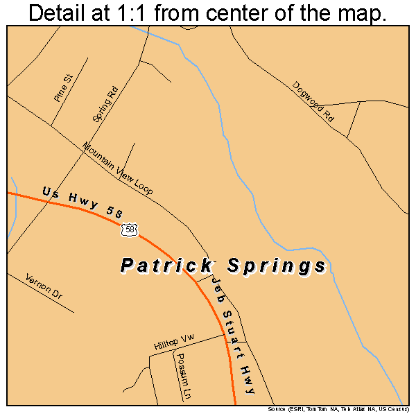 Patrick Springs, Virginia road map detail