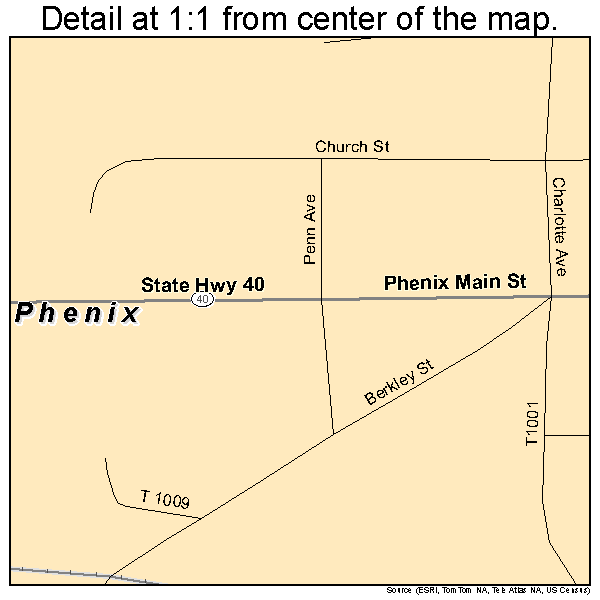 Phenix, Virginia road map detail