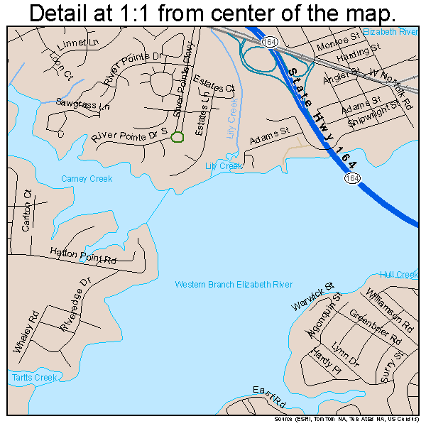 Portsmouth, Virginia road map detail