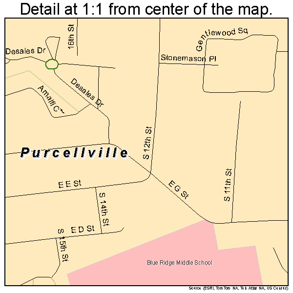 Purcellville, Virginia road map detail