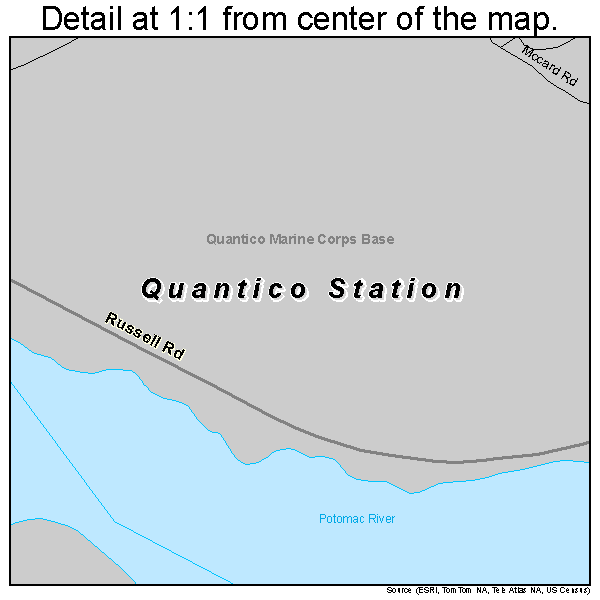 Quantico Station, Virginia road map detail