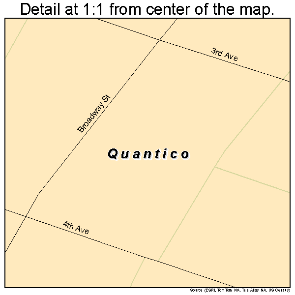 Quantico, Virginia road map detail