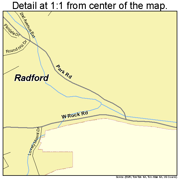 Radford, Virginia road map detail