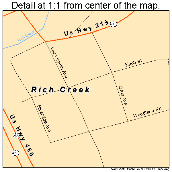 Rich Creek, Virginia road map detail