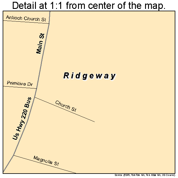 Ridgeway, Virginia road map detail