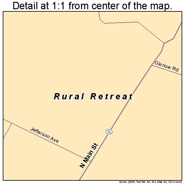 Rural Retreat, Virginia road map detail