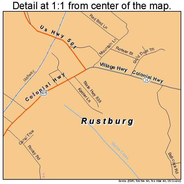 Rustburg, Virginia road map detail