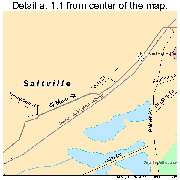 Saltville, Virginia road map detail