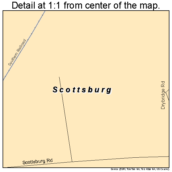 Scottsburg, Virginia road map detail
