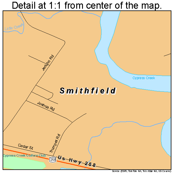 Smithfield, Virginia road map detail