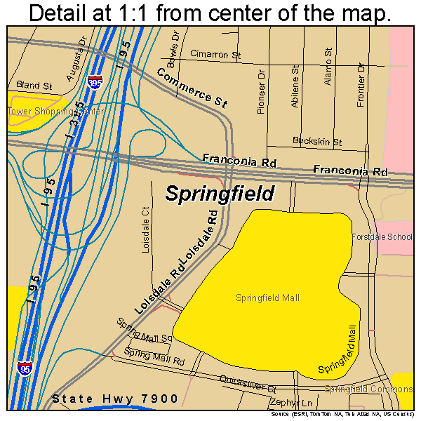 Springfield, Virginia road map detail