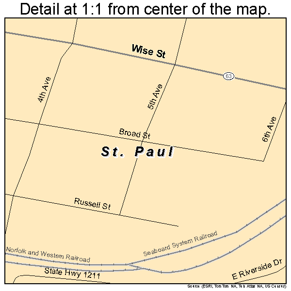 St. Paul, Virginia road map detail