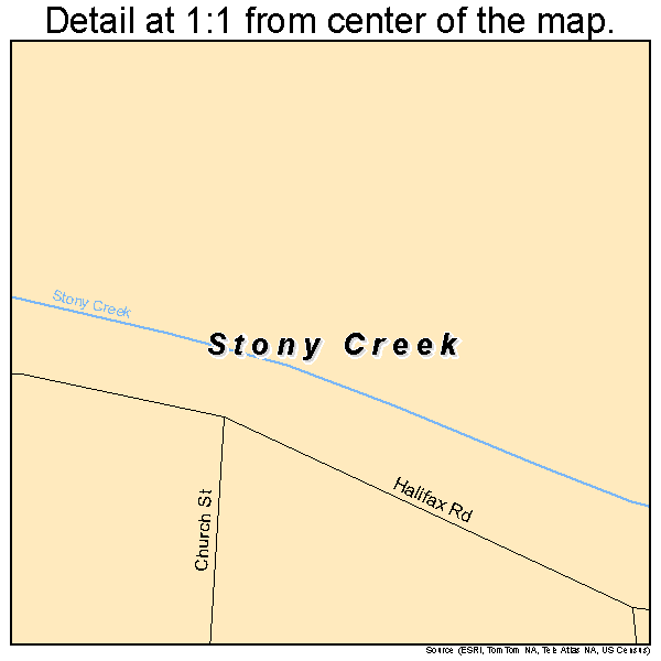 Stony Creek, Virginia road map detail