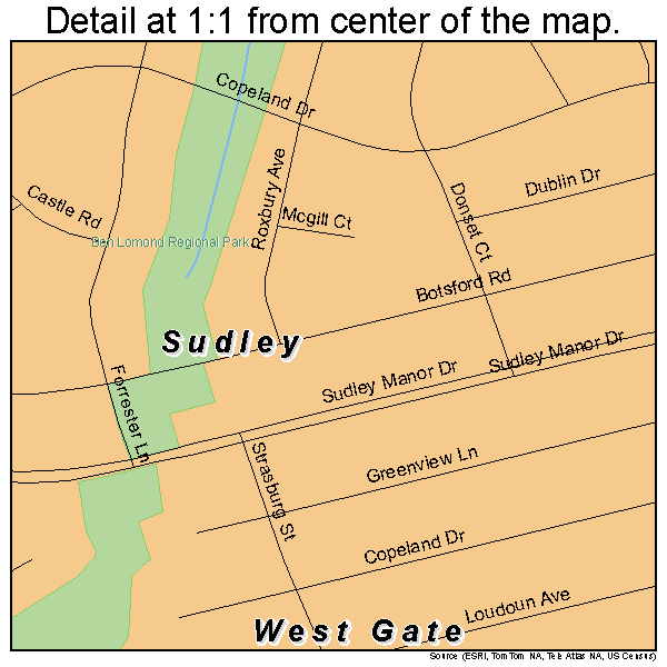 Sudley, Virginia road map detail