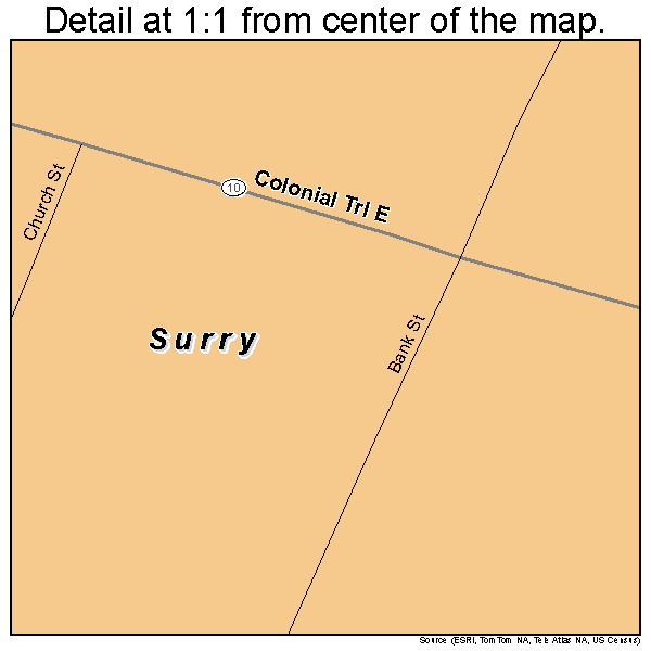 Surry, Virginia road map detail