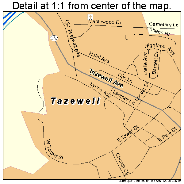 Tazewell, Virginia road map detail
