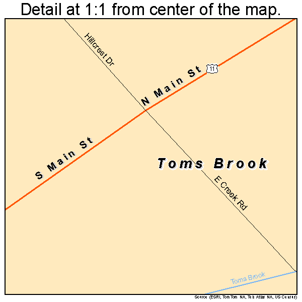 Toms Brook, Virginia road map detail