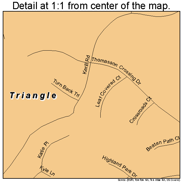 Triangle, Virginia road map detail