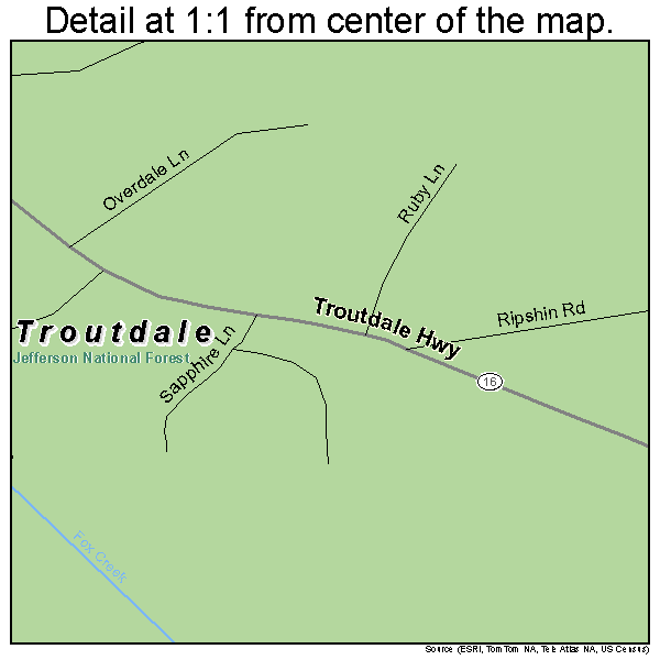 Troutdale, Virginia road map detail