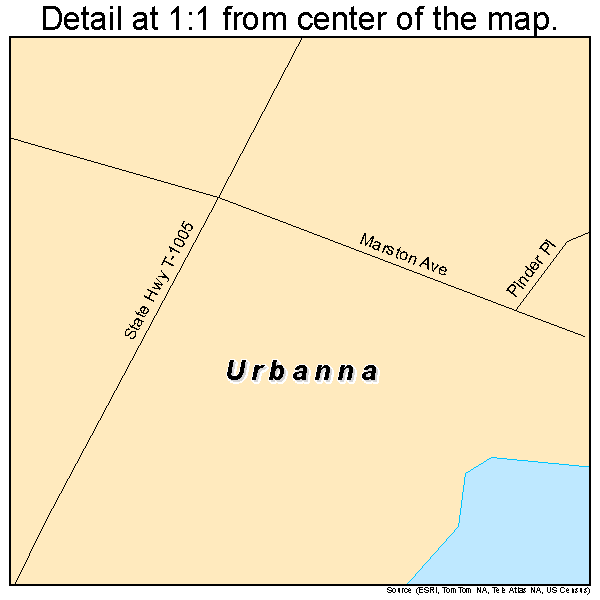 Urbanna, Virginia road map detail