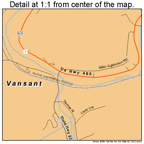 Vansant, Virginia road map detail