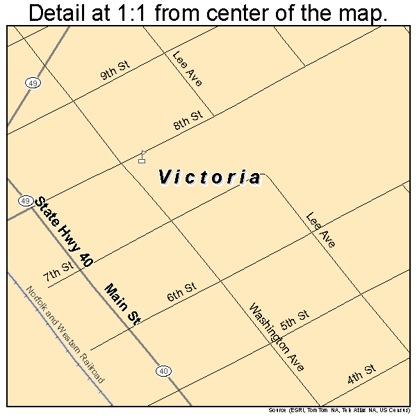 Victoria, Virginia road map detail