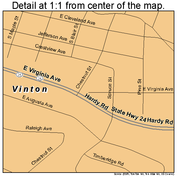 Vinton, Virginia road map detail