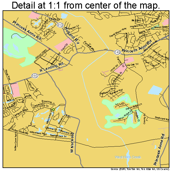 Virginia Beach, Virginia road map detail