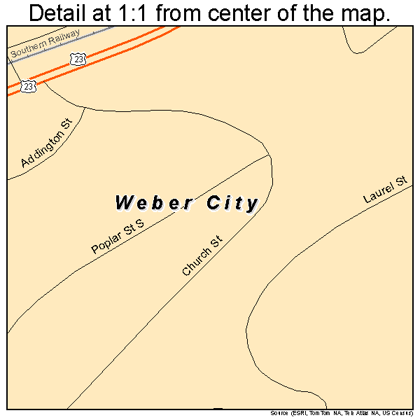 Weber City, Virginia road map detail