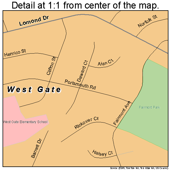 West Gate, Virginia road map detail