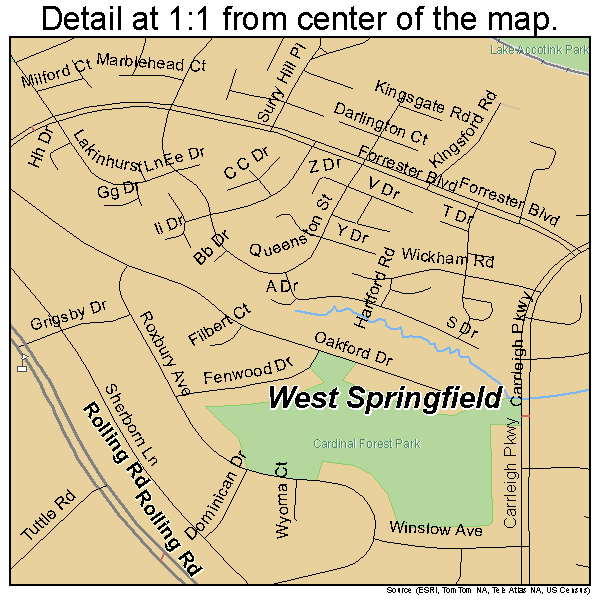 West Springfield, Virginia road map detail