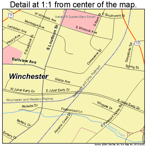 Winchester, Virginia road map detail