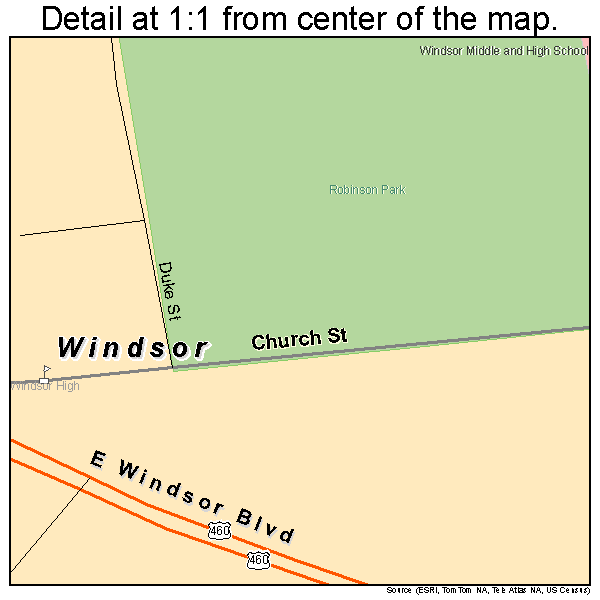 Windsor, Virginia road map detail