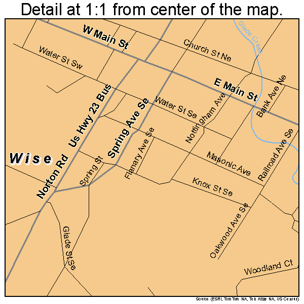 Wise, Virginia road map detail