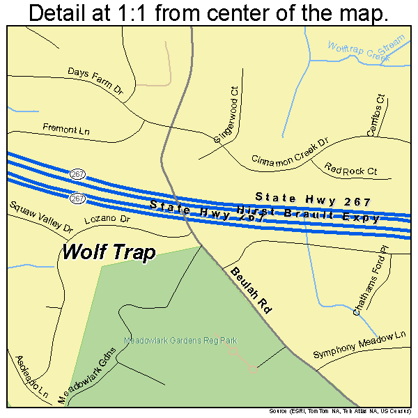 Wolf Trap, Virginia road map detail