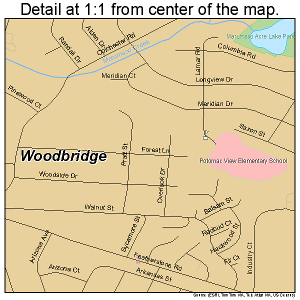 Woodbridge, Virginia road map detail