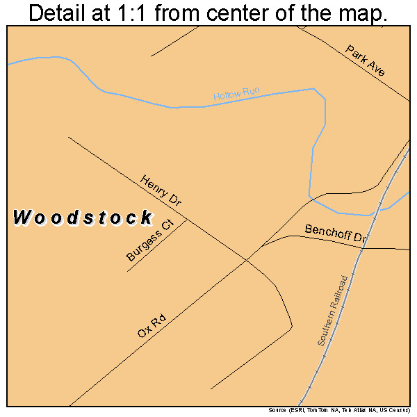 Woodstock, Virginia road map detail