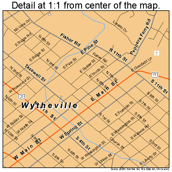 Wytheville, Virginia road map detail