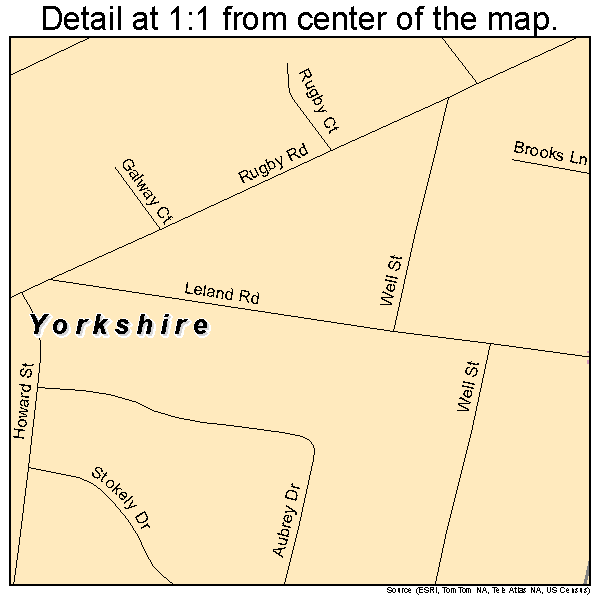 Yorkshire, Virginia road map detail