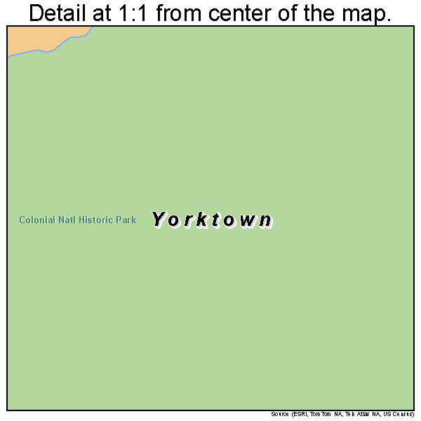 Yorktown, Virginia road map detail