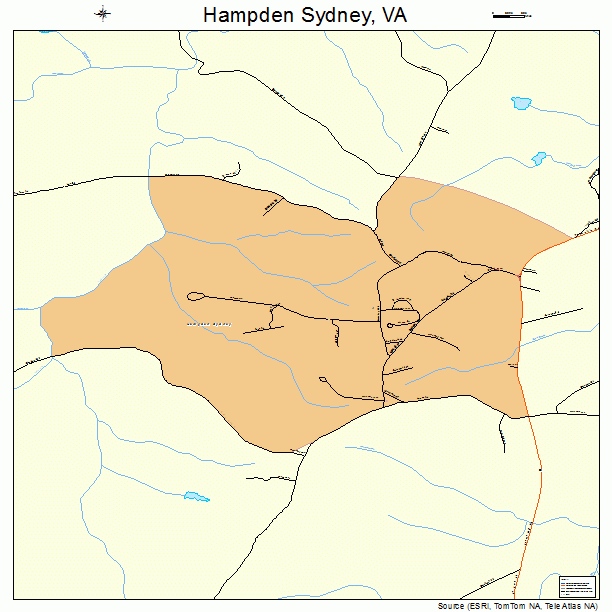 Hampden Sydney, VA street map