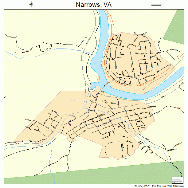 Narrows, VA street map