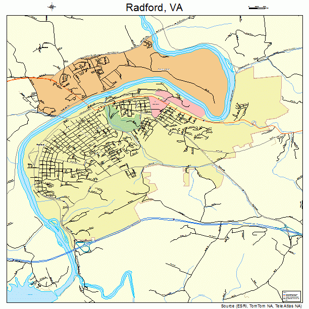 Radford, VA street map