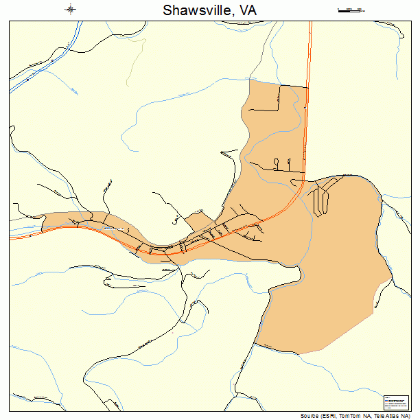 Shawsville, VA street map