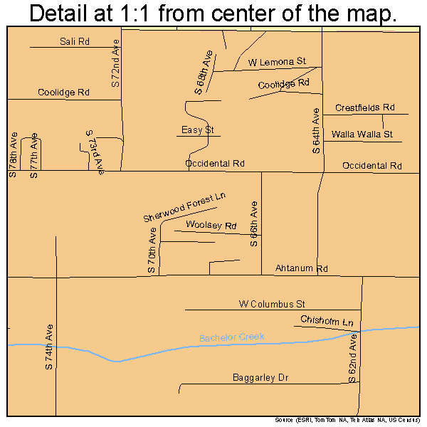 Ahtanum, Washington road map detail